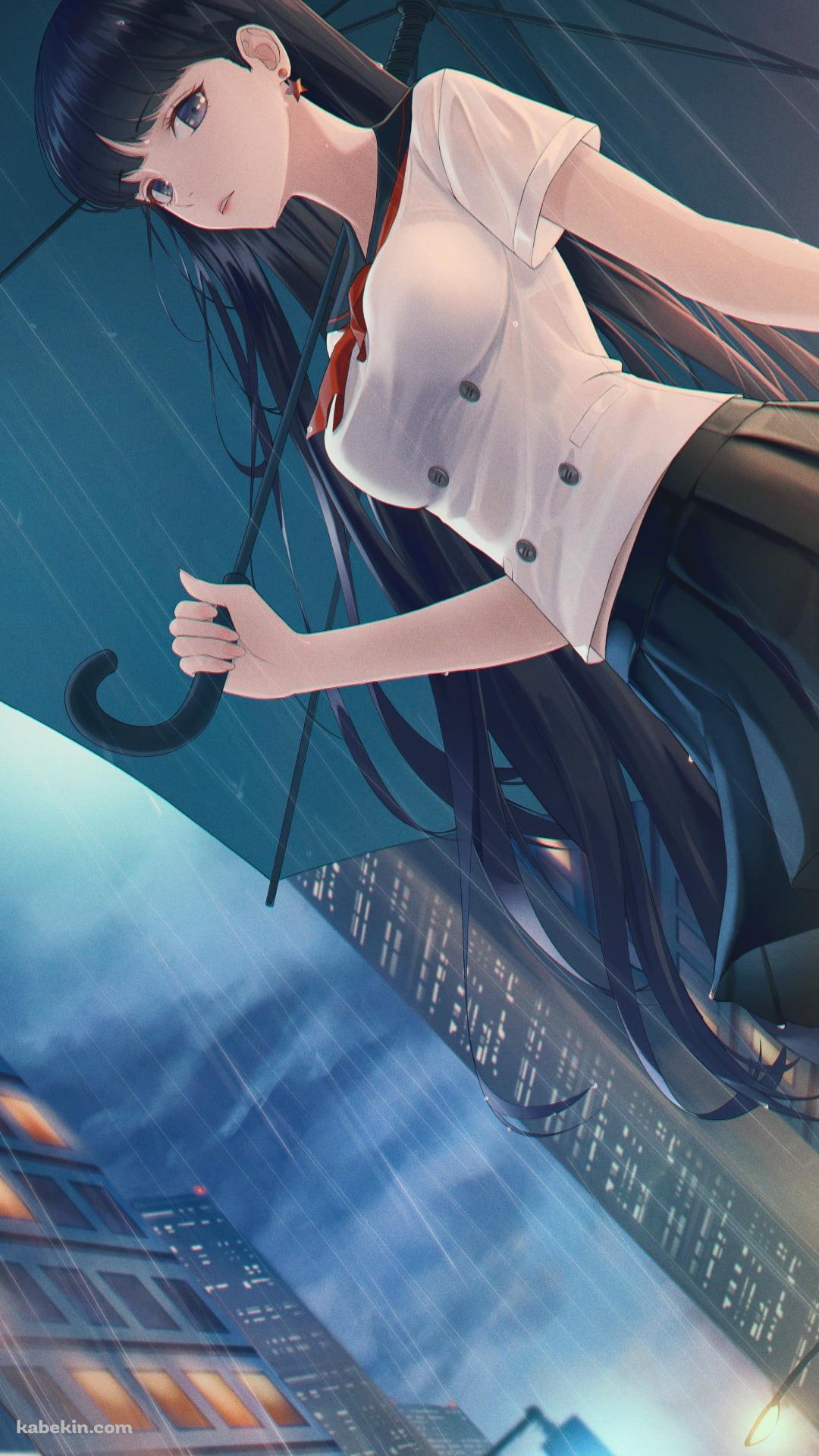 雨の中、黒い傘をさす火野レイ / 美少女戦士セーラームーンのAndroidの壁紙(1080px x 1920px) スマホ用