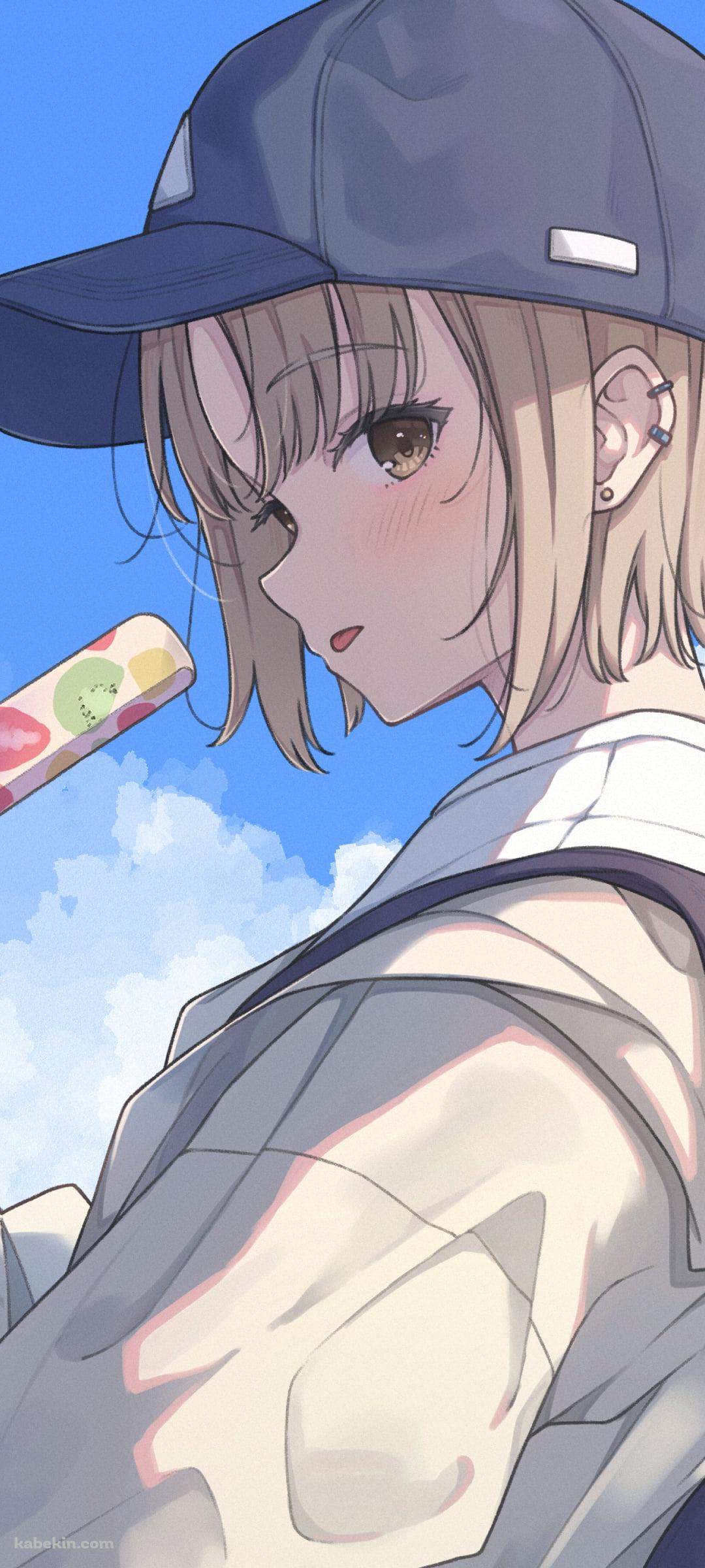 フルーツのアイスバーを食べる可愛いリゼ・ヘルエスタ / にじさんじ / バーチャルYouTuber / VtuberのAndroidの壁紙(1080px x 2400px) スマホ用