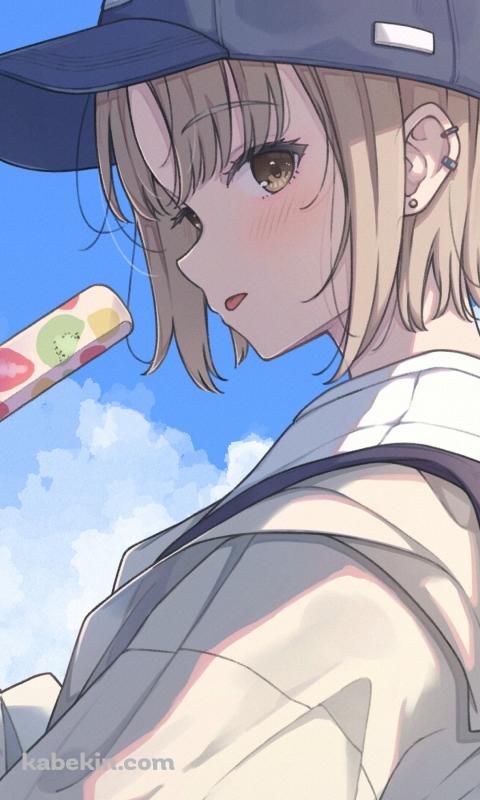 フルーツのアイスバーを食べる可愛いリゼ・ヘルエスタ / にじさんじ / バーチャルYouTuber / VtuberのAndroidの壁紙(480px x 800px) スマホ用
