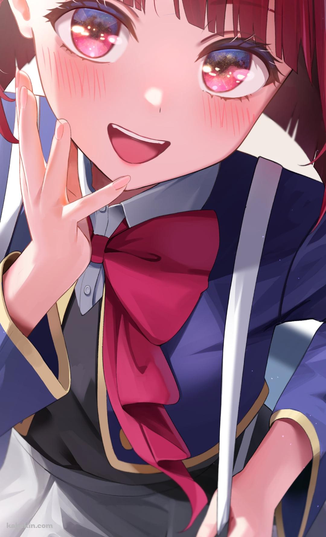 学校の廊下で照れている可愛い有馬かな / 推しの子のAndroidの壁紙(1080px x 1776px) スマホ用