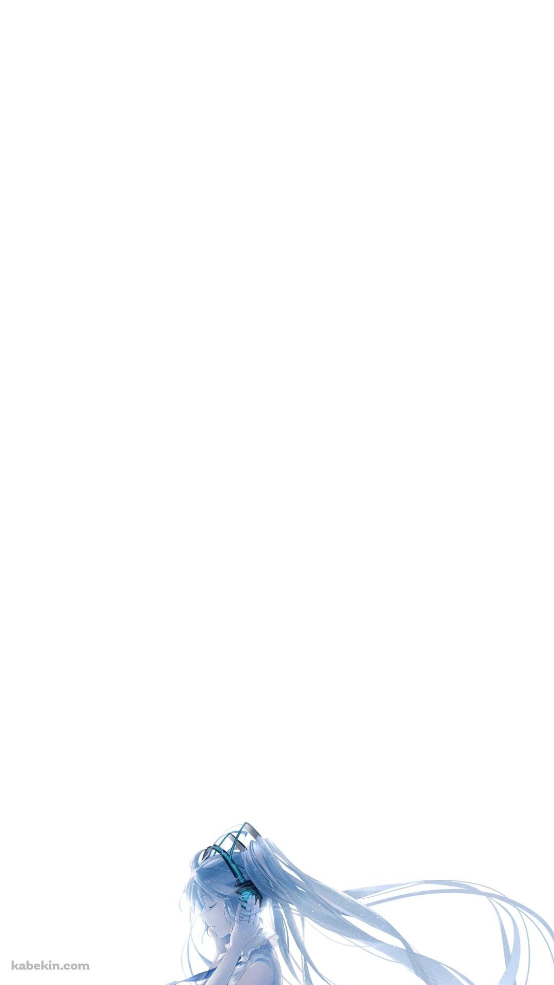 ヘッドフォンに手をあてる綺麗な初音ミク / ボカロ / ボーカロイドのAndroidの壁紙(1080px x 1920px) スマホ用