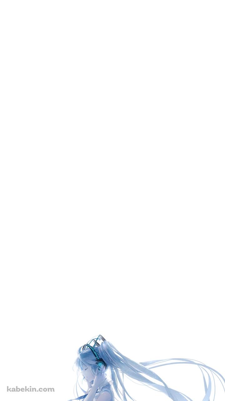 ヘッドフォンに手をあてる綺麗な初音ミク / ボカロ / ボーカロイドのAndroidの壁紙(720px x 1280px) スマホ用