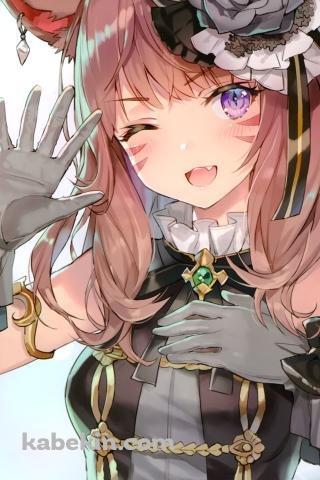 手を振りウィンクする可愛いミコッテ / ファイナルファンタジー14のAndroidの壁紙(320px x 480px) スマホ用