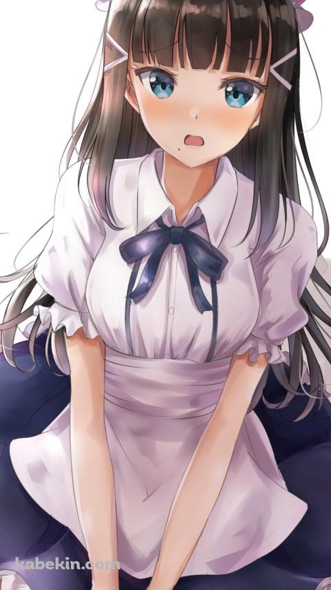 猫耳をつけたメイド姿の可愛い黒澤ダイヤ / ラブライブ!サンシャイン!!のAndroidの壁紙(480px x 854px) スマホ用