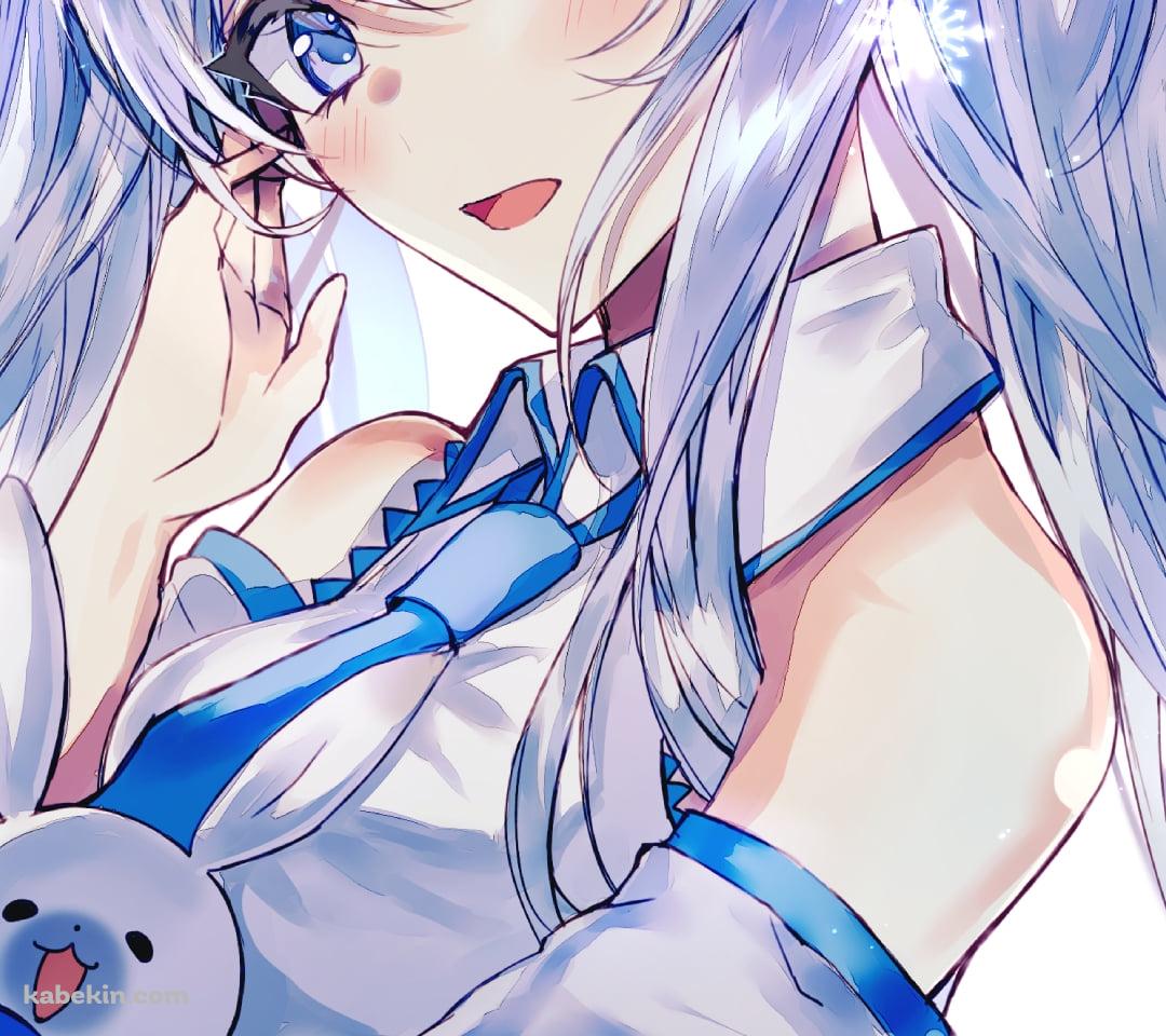 ラビット・ユキネを抱える可愛い雪ミク / ボカロ / ボーカロイドのAndroidの壁紙(1080px x 960px) スマホ用