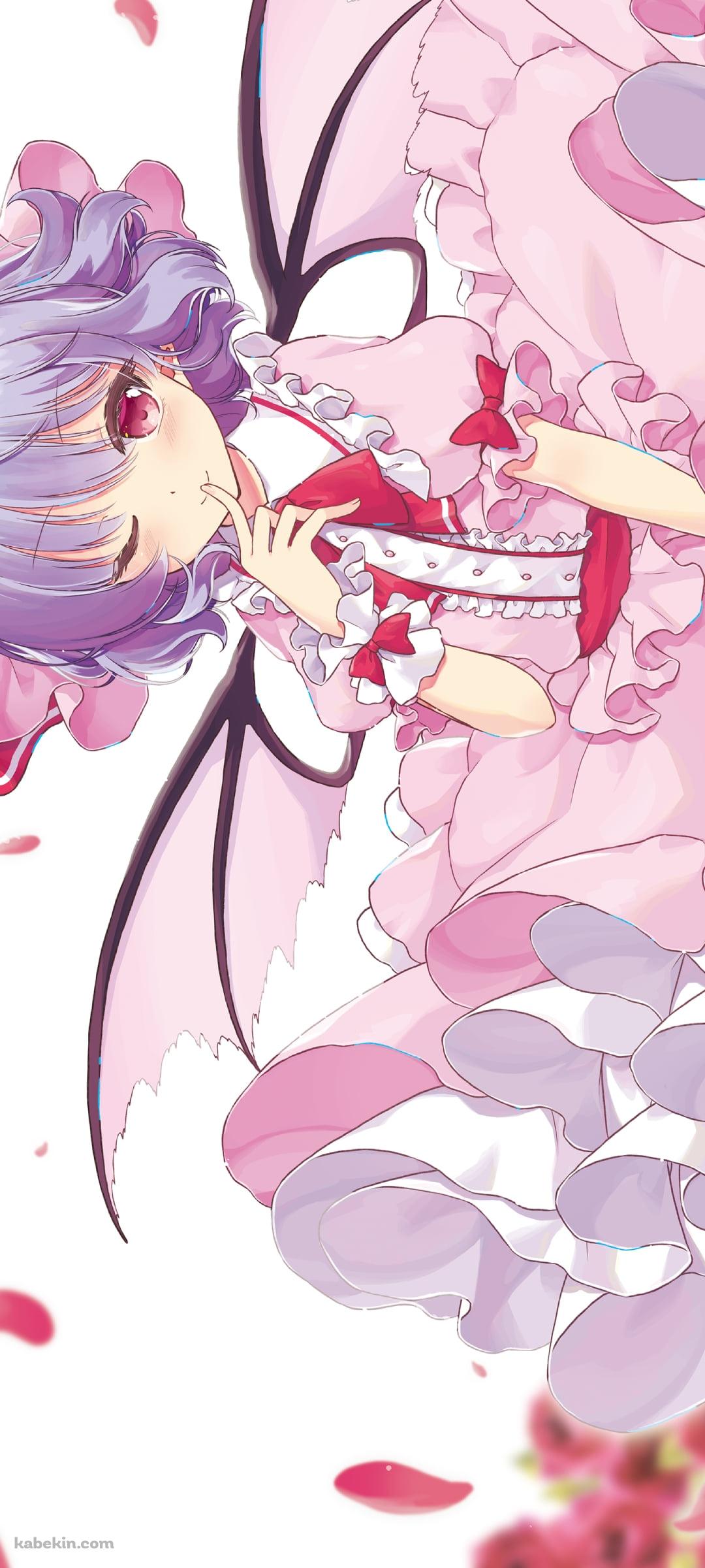 赤い薔薇とウィンクするレミリア・スカーレット / 東方のAndroidの壁紙(1080px x 2400px) スマホ用