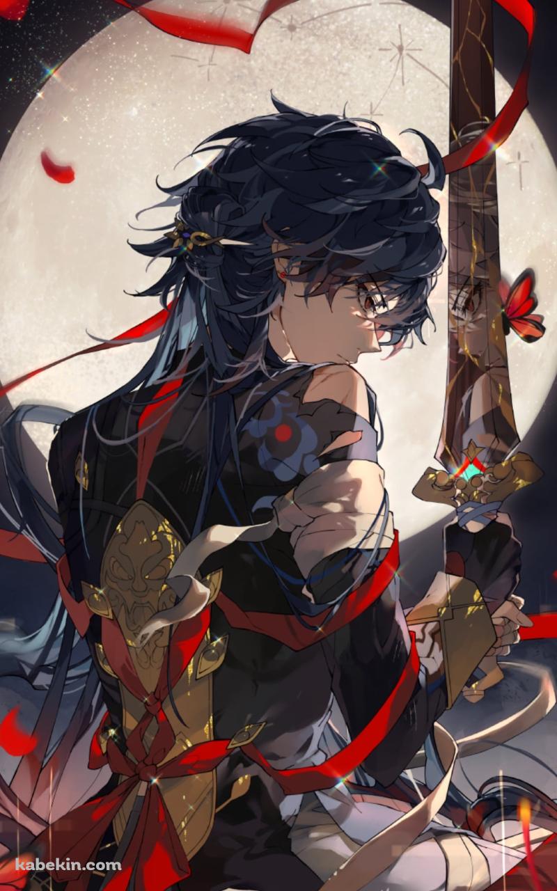 彼岸花と赤い蝶と剣を持つ刃 / 崩壊:スターレイルのAndroidの壁紙(800px x 1280px) スマホ用