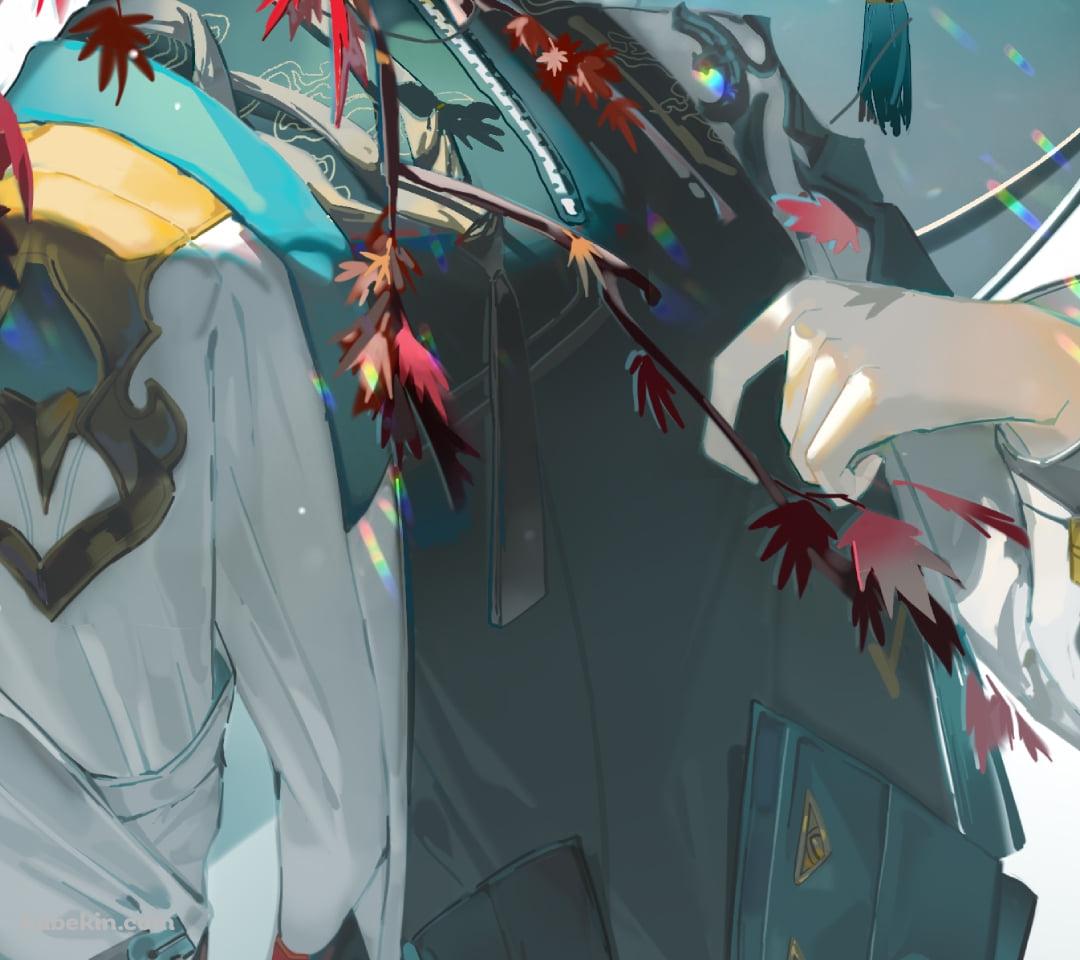 紅葉とこちらを見つめる丹恒 / 崩壊:スターレイルのAndroidの壁紙(1080px x 960px) スマホ用