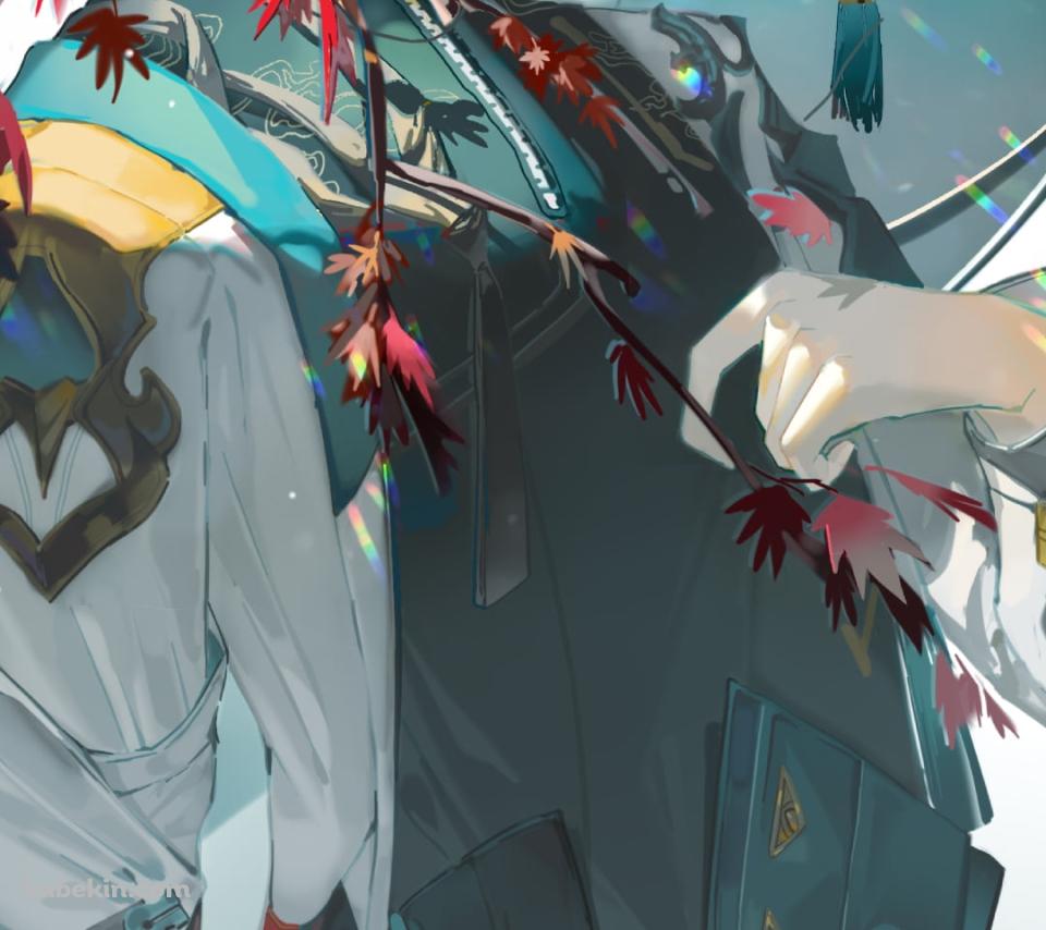 紅葉とこちらを見つめる丹恒 / 崩壊:スターレイルのAndroidの壁紙(960px x 854px) スマホ用