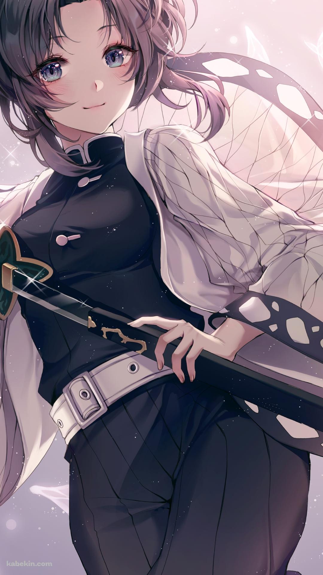 日輪刀を抜刀する胡蝶しのぶ / 鬼滅の刃のAndroidの壁紙(1080px x 1920px) スマホ用