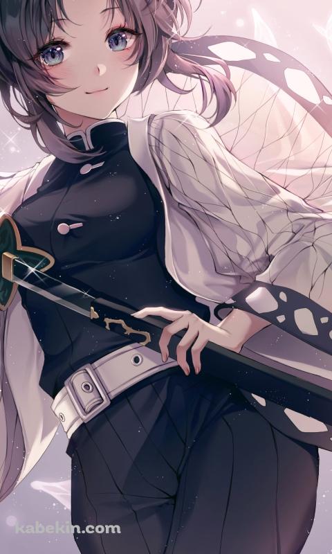 日輪刀を抜刀する胡蝶しのぶ / 鬼滅の刃のAndroidの壁紙(480px x 800px) スマホ用