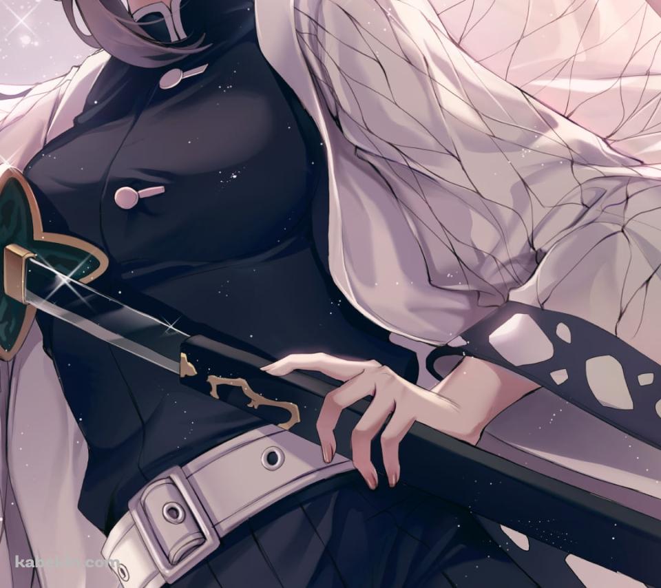 日輪刀を抜刀する胡蝶しのぶ / 鬼滅の刃のAndroidの壁紙(960px x 854px) スマホ用