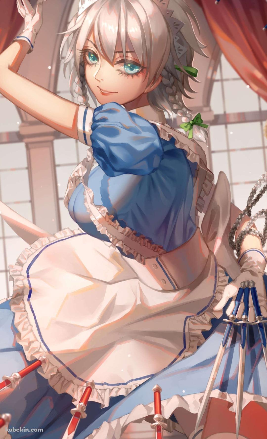 リアルなタッチで描かれた十六夜咲夜(いざよい さくや) / 東方ProjectのAndroidの壁紙(1080px x 1776px) スマホ用