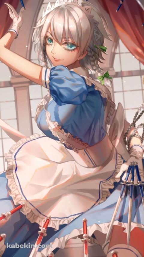 リアルなタッチで描かれた十六夜咲夜(いざよい さくや) / 東方ProjectのAndroidの壁紙(480px x 854px) スマホ用