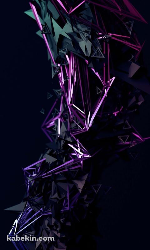 紫と緑の金属のうねる集合体のAndroidの壁紙(480px x 800px) スマホ用