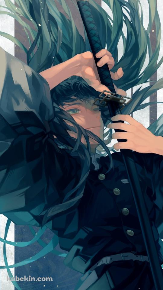 日輪刀を抜刀するかっこいい霞柱・時透無一郎 / 鬼滅の刃のAndroidの壁紙(540px x 960px) スマホ用