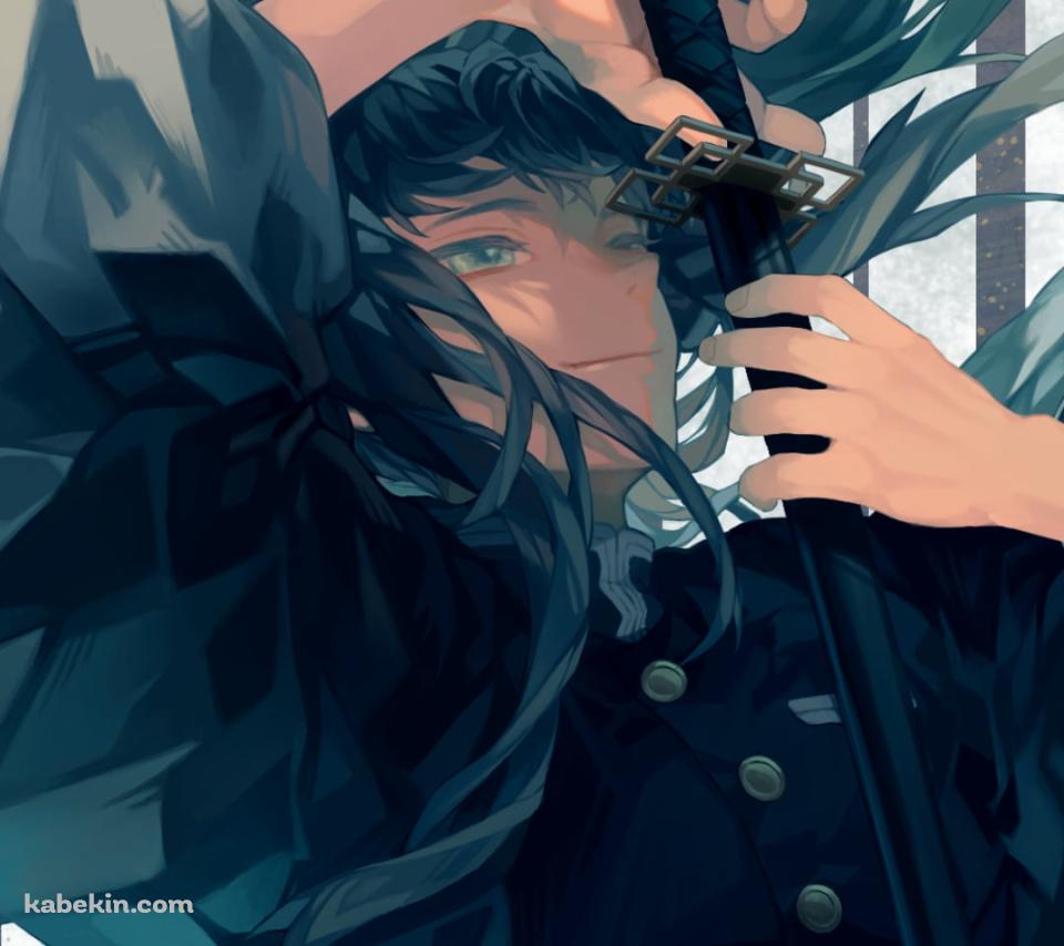 日輪刀を抜刀するかっこいい霞柱・時透無一郎 / 鬼滅の刃のAndroidの壁紙(960px x 854px) スマホ用