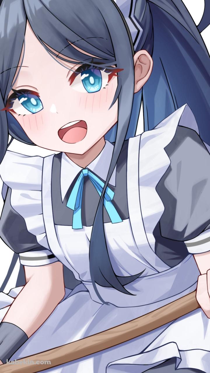 モップを持つ笑顔の天童アリス / ブルーアーカイブのAndroidの壁紙(720px x 1280px) スマホ用