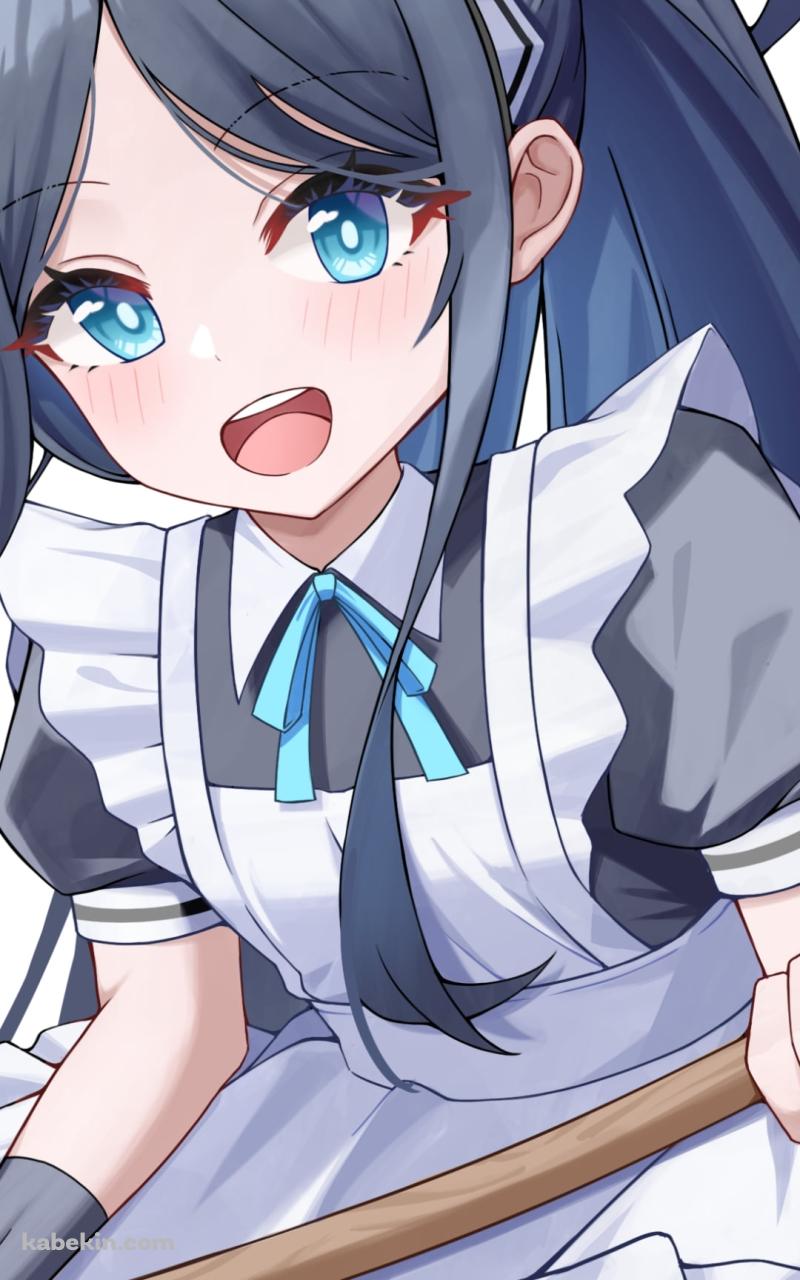 モップを持つ笑顔の天童アリス / ブルーアーカイブのAndroidの壁紙(800px x 1280px) スマホ用