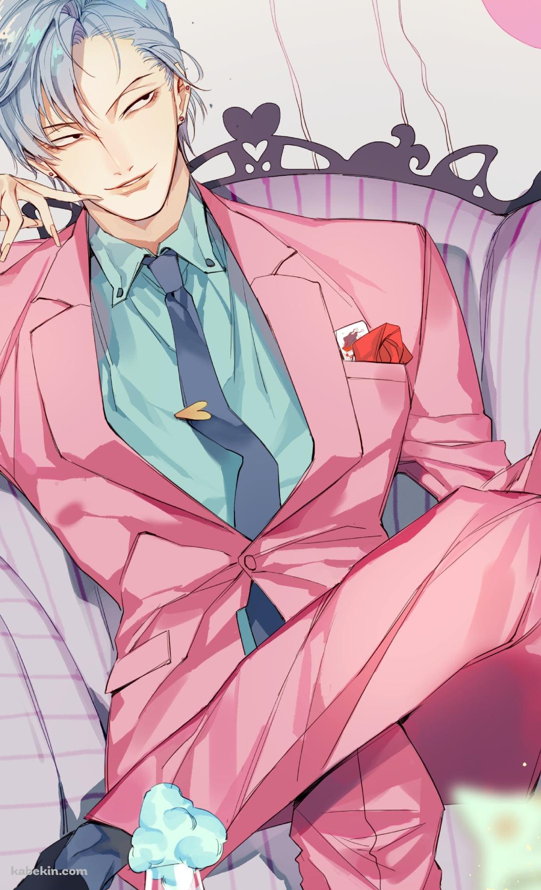 ピンクのスーツを着たヒソカ / 正装 / ハンターハンターのAndroidの壁紙(1080px x 1776px) スマホ用