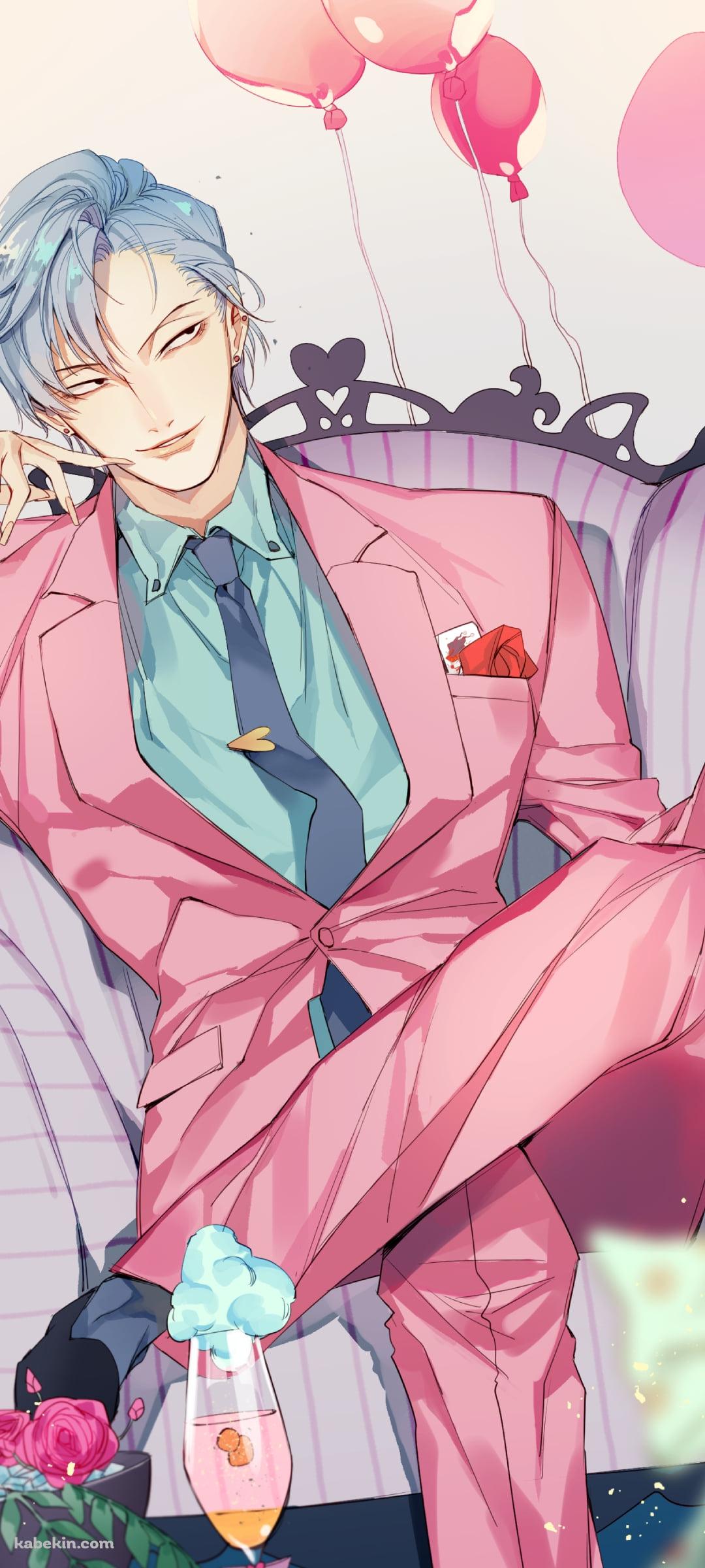 ピンクのスーツを着たヒソカ / 正装 / ハンターハンターのAndroidの壁紙(1080px x 2400px) スマホ用