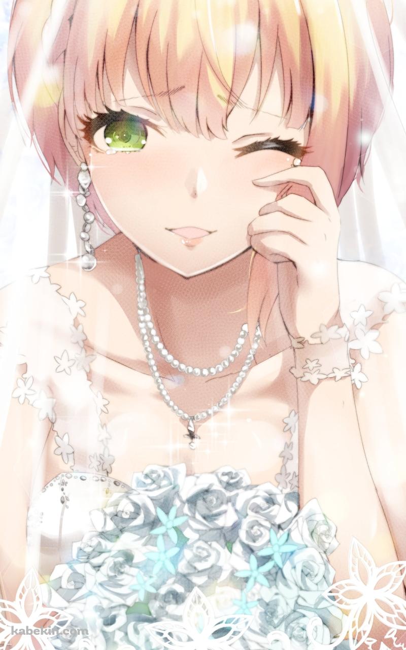ウェディングドレスを着て泣いている宮本フレデリカ / アイドルマスターシンデレラガールズのAndroidの壁紙(800px x 1280px) スマホ用