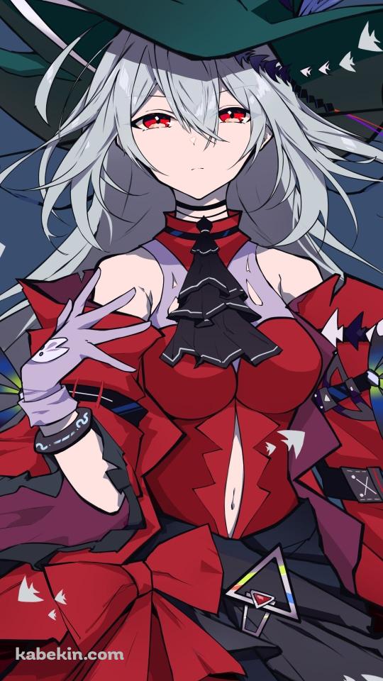 赤いドレスを着た綺麗な濁心スカジ / アークナイツのAndroidの壁紙(540px x 960px) スマホ用