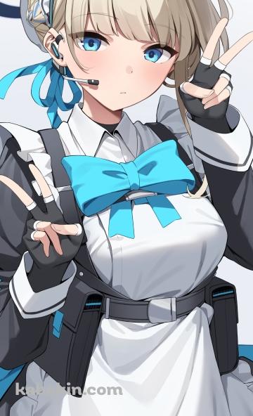 Wピースをする飛鳥馬トキ / ブルーアーカイブのAndroidの壁紙(360px x 592px) スマホ用