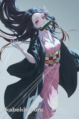 無数の糸と竈門禰豆子 / 鬼滅の刃のAndroidの壁紙(320px x 480px) スマホ用