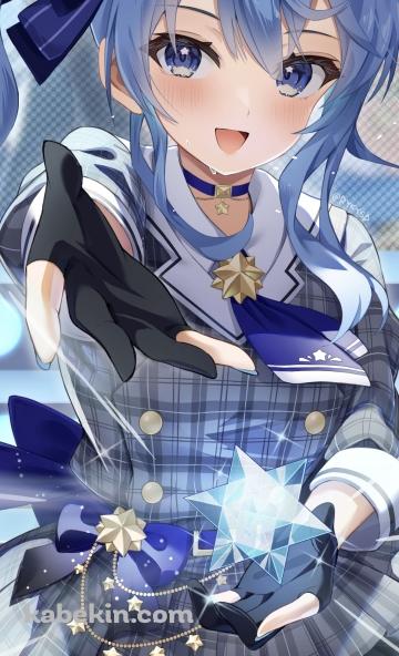 笑顔で手を前方に出す可愛い星街すいせい / ホロライブ / バーチャルYouTuber / VtuberのAndroidの壁紙(360px x 592px) スマホ用