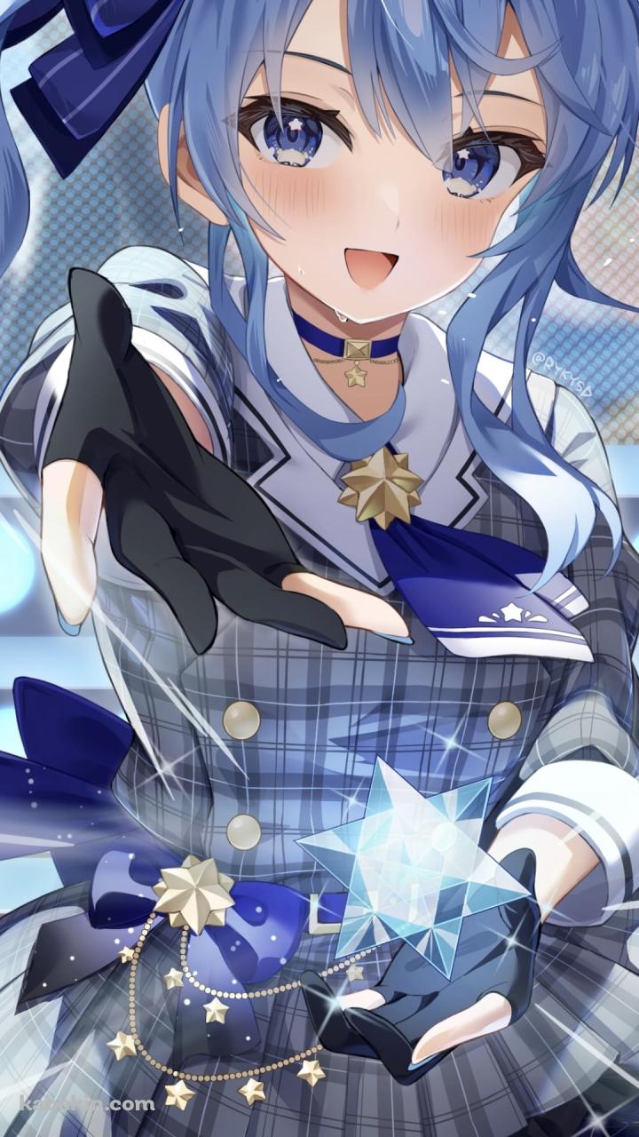 笑顔で手を前方に出す可愛い星街すいせい / ホロライブ / バーチャルYouTuber / VtuberのAndroidの壁紙(720px x 1280px) スマホ用