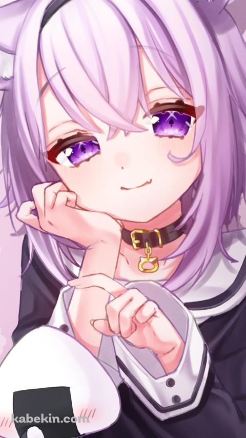 おにぎりを指さす猫又おかゆ / ホロライブ / バーチャルYouTuber / VtuberのAndroidの壁紙(480px x 854px) スマホ用