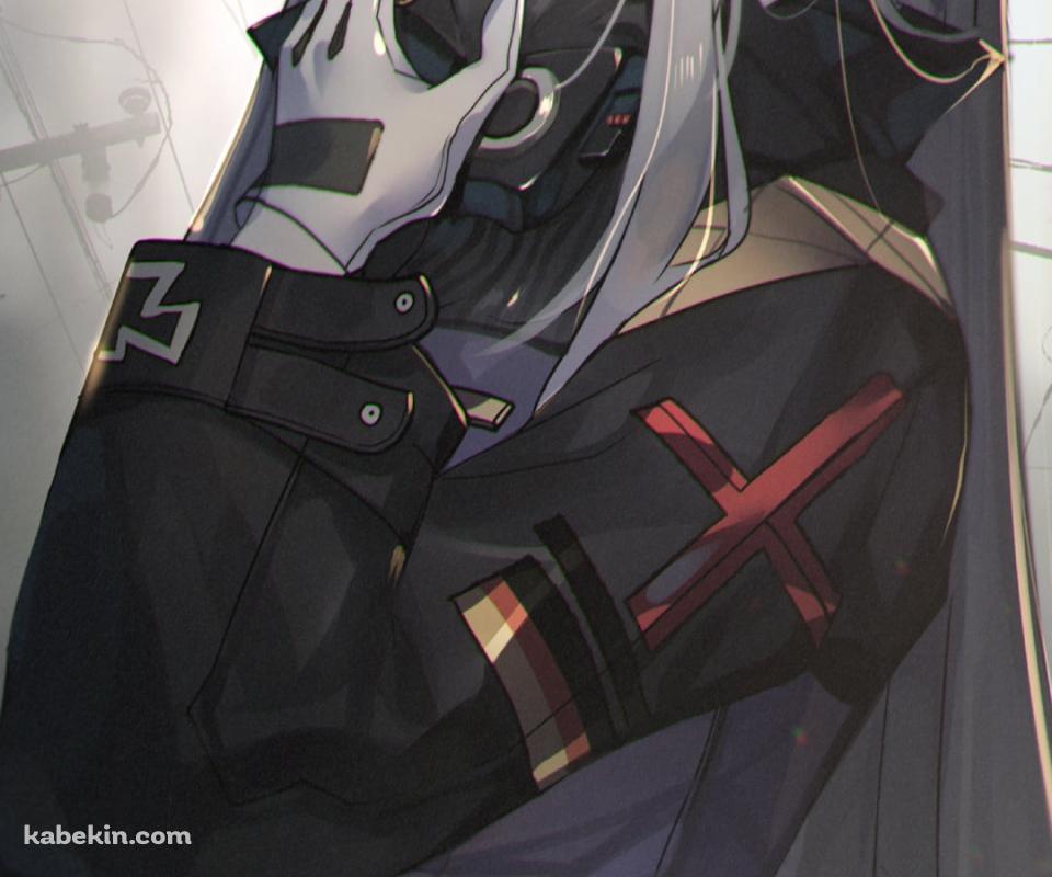 口元を隠してこちらを見つめるHK416 / ドールズフロントラインのAndroidの壁紙(960px x 800px) スマホ用