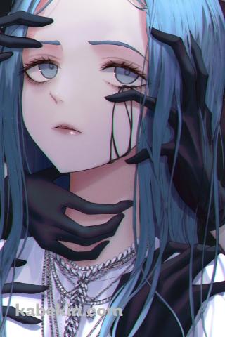 無数の手とビリーアイリッシュ / Billie EilishのAndroidの壁紙(320px x 480px) スマホ用