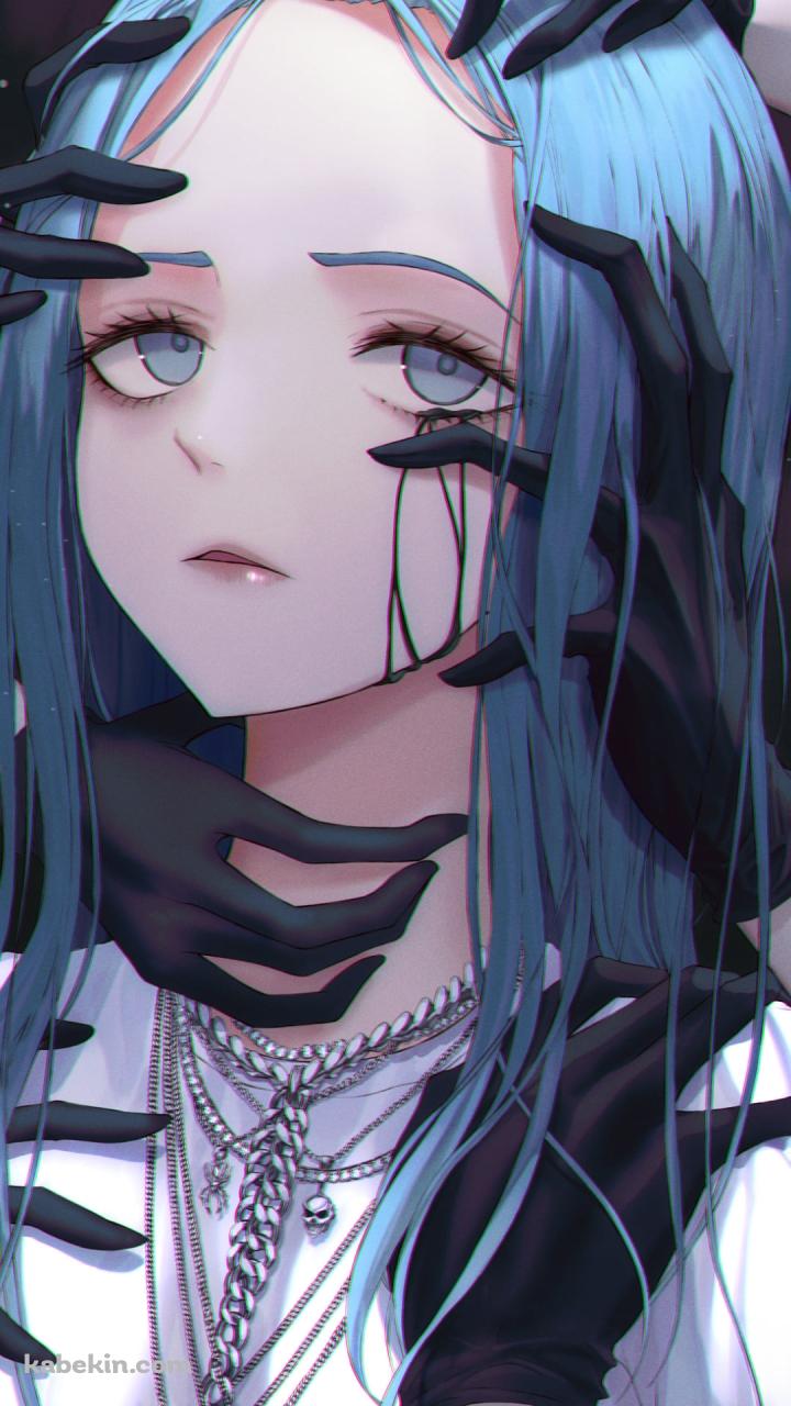 無数の手とビリーアイリッシュ / Billie EilishのAndroidの壁紙(720px x 1280px) スマホ用