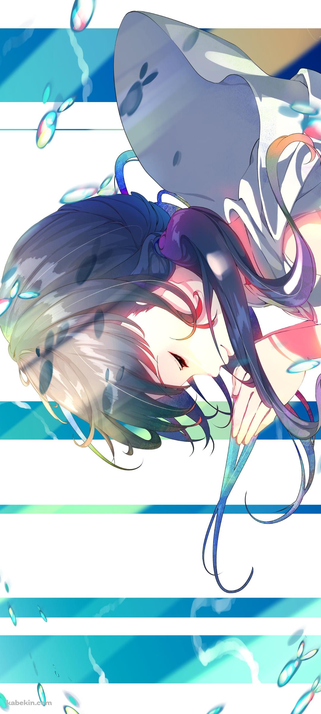 水滴舞う中で祈る天野陽菜 / 天気の子のAndroidの壁紙(1080px x 2400px) スマホ用