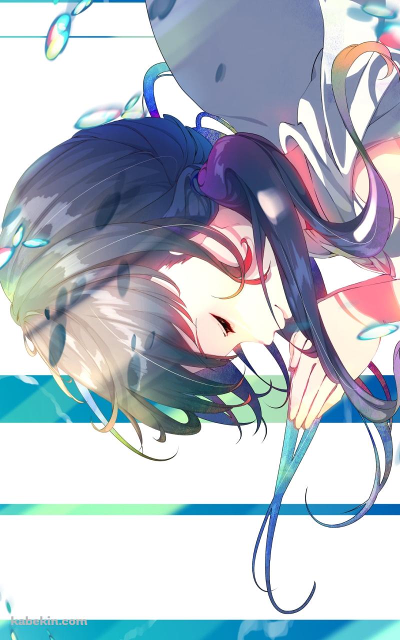 水滴舞う中で祈る天野陽菜 / 天気の子のAndroidの壁紙(800px x 1280px) スマホ用