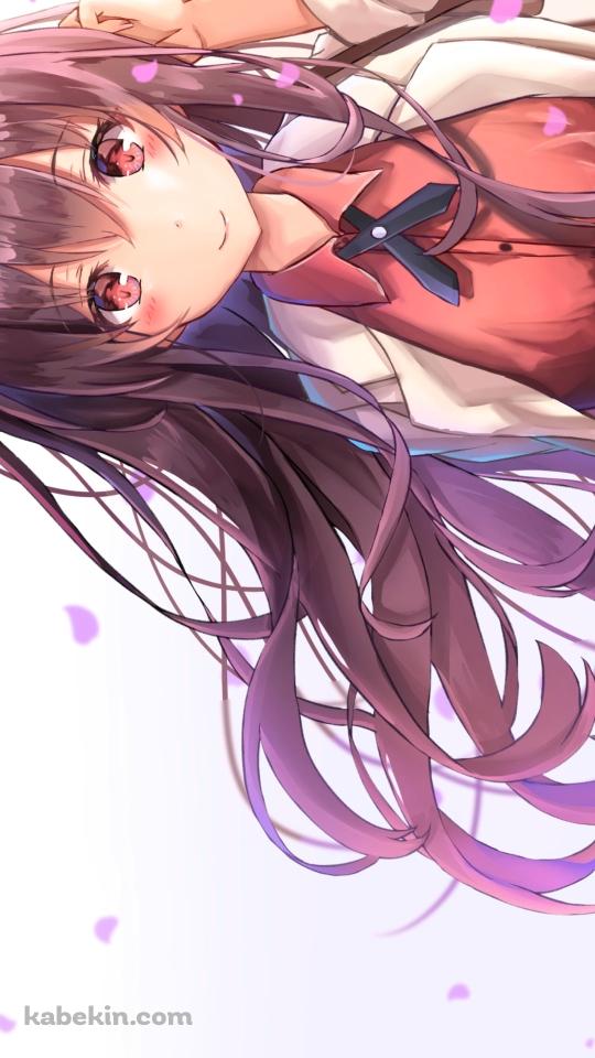 ピンクの花びらと可愛い霞ヶ丘詩羽(かすみがおかうたは) / 冴えない彼女の育てかたのAndroidの壁紙(540px x 960px) スマホ用