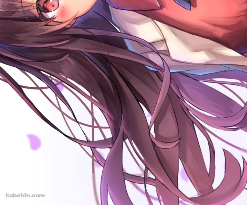 ピンクの花びらと可愛い霞ヶ丘詩羽(かすみがおかうたは) / 冴えない彼女の育てかたのAndroidの壁紙(960px x 800px) スマホ用