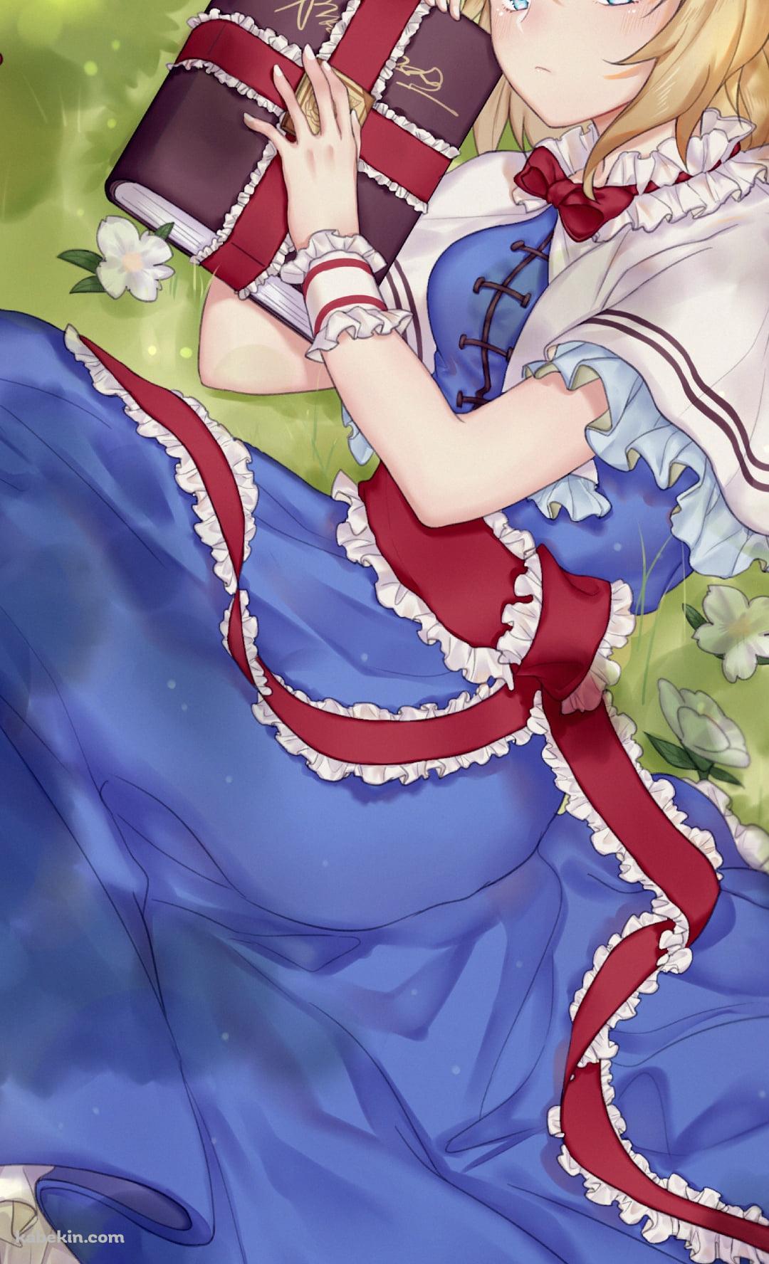 分厚い本を持つアリス・マーガトロイド / 上海人形 / 東方のAndroidの壁紙(1080px x 1776px) スマホ用