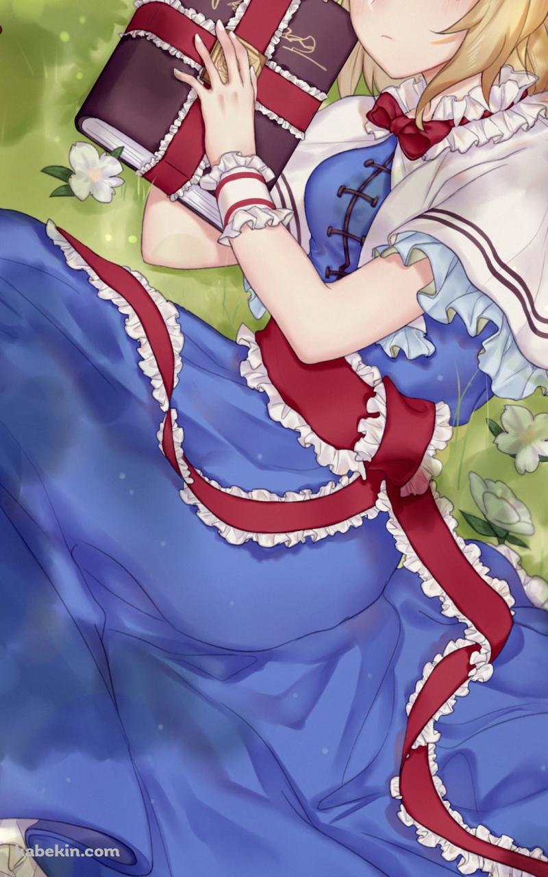 分厚い本を持つアリス・マーガトロイド / 上海人形 / 東方のAndroidの壁紙(800px x 1280px) スマホ用
