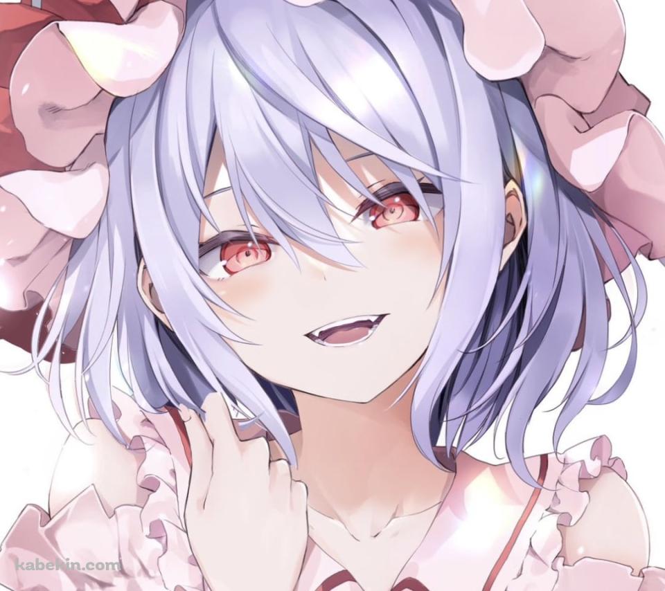 髪を触りながら微笑むレミリア・スカーレット / 東方のAndroidの壁紙(960px x 854px) スマホ用