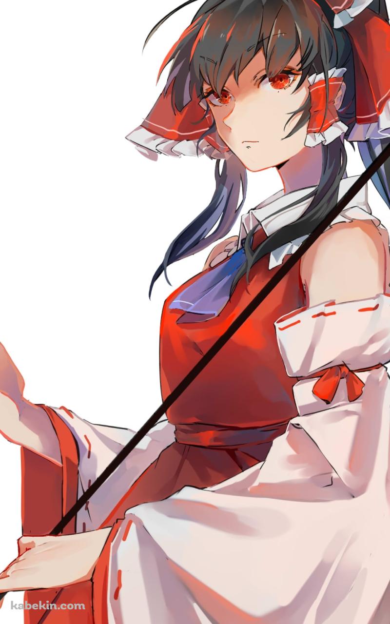 お札を持ちこちらを冷ややかな視線で見つめる博麗霊夢 / 東方のAndroidの壁紙(800px x 1280px) スマホ用