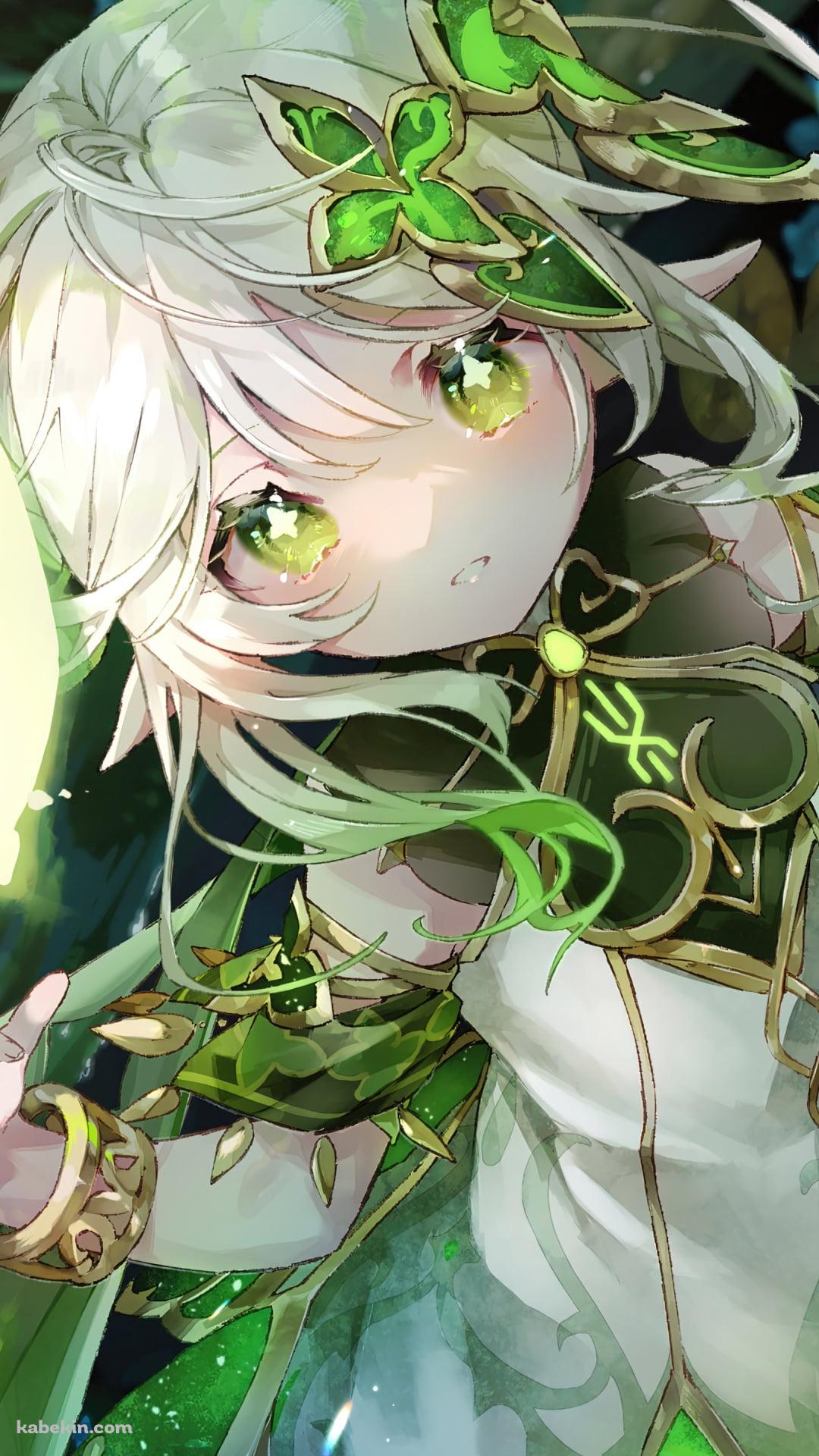 光る蝶と可愛いナヒーダ / キラキラした緑の瞳 / 原神のAndroidの壁紙(1080px x 1920px) スマホ用
