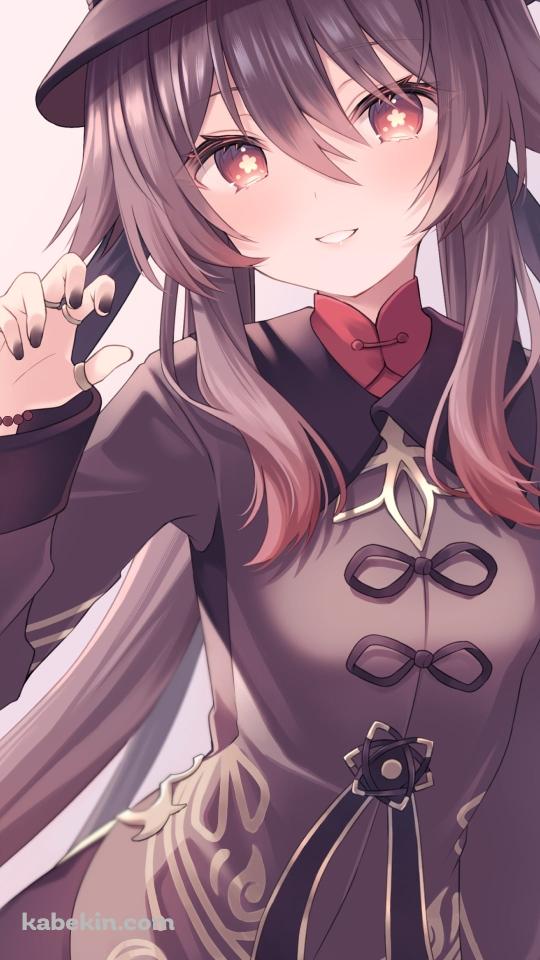 右手でポーズをとるどちゃくそ可愛い胡桃 / 原神のAndroidの壁紙(540px x 960px) スマホ用
