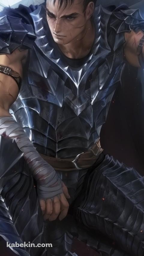 大剣を持ち膝まづくかっこいいガッツ / ベルセルクのAndroidの壁紙(480px x 854px) スマホ用