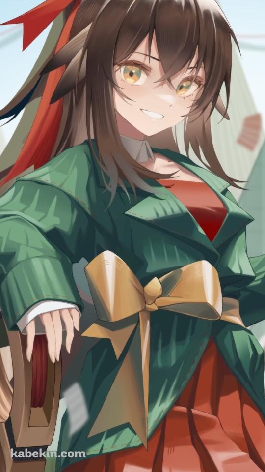 リンゴを持ち笑うカフカ / アークナイツのAndroidの壁紙(540px x 960px) スマホ用