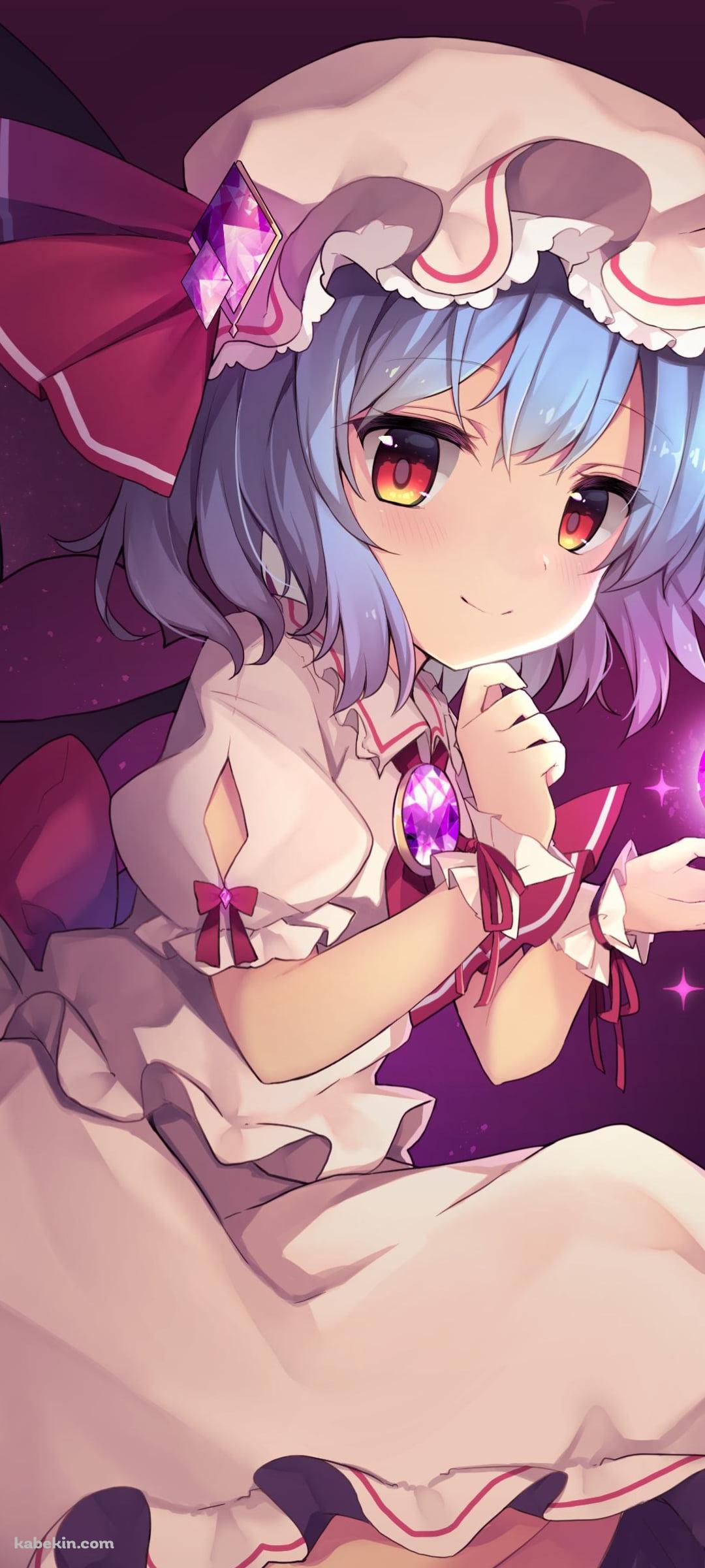 赤い宝石と可愛いレミリア・スカーレット / 東方のAndroidの壁紙(1080px x 2400px) スマホ用