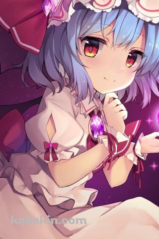 赤い宝石と可愛いレミリア・スカーレット / 東方のAndroidの壁紙(320px x 480px) スマホ用