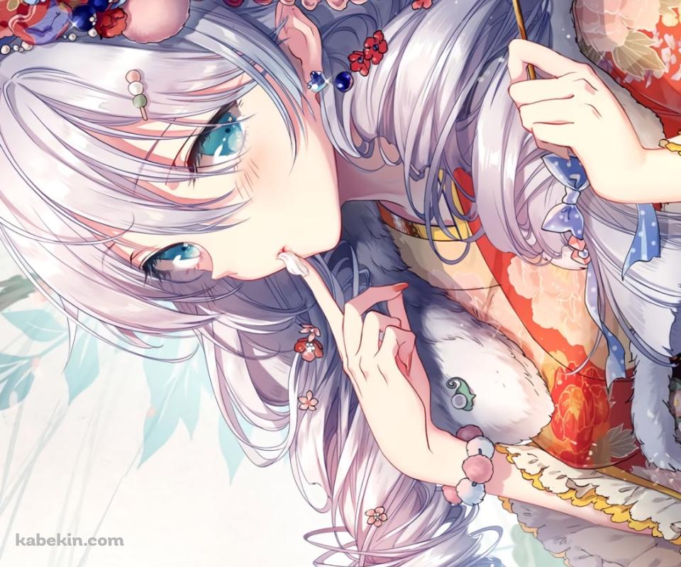 ど派手な着物を着て苺を食べる可愛いキアナ・カスラナ / 崩壊学園のAndroidの壁紙(960px x 800px) スマホ用